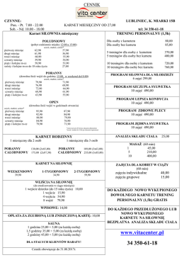 cennik - Vitacenter Lubliniec