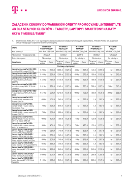 ZałącZnik cenowy do warunków oferty Promocyjnej - T