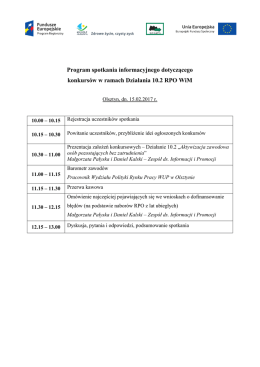 Program spotkania informacyjnego dotyczącego konkursów w