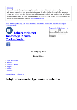 Pobyt w kosmosie być może odmładza - Informacje