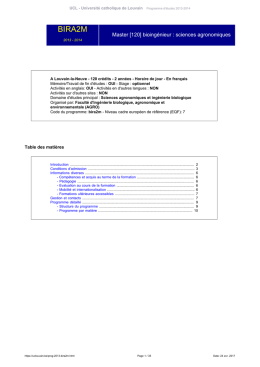 Master [120] bioingénieur : sciences agronomiques