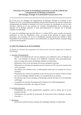 Poste scientifique permanent au sein du Collectif des
