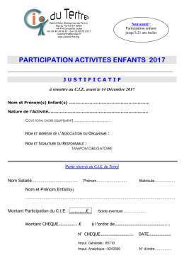 Imprimé Participation ENFANTS 2017