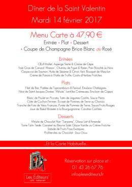 Menu Carte - Les Editeurs