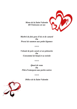 Menu de la Saint Valentin 2017