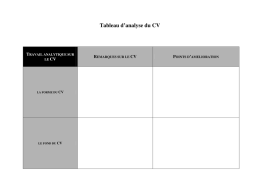 Tableau d`analyse du CV