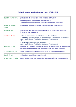 Calendrier des attributions de cours 2017-2018