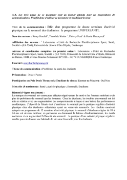 Effet d`un programme de douze semaines d`activit&eacute;