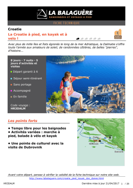 Croatie La Croatie à pied, en kayak et à velo ! Les