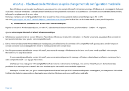 Réactivation de Windows 10 après changement de configuration