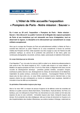 Pompiers de Paris - Notre mission : Sauver - Espace presse