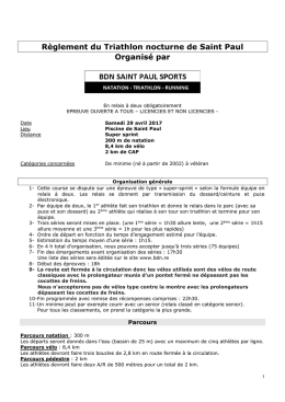 Règlement Triathlon - Informations sur BDN Saint Paul Sports