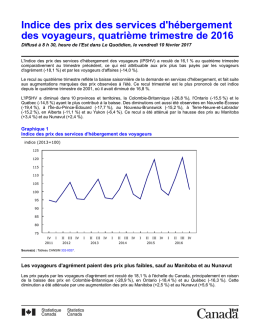 Indice des prix des services d`hébergement des voyageurs
