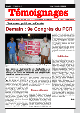 Demain : 9e Congrès du PCR