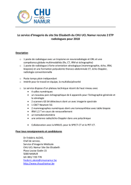 Le service d`Imagerie du site Ste Elisabeth du CHU UCL Namur