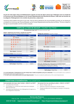 conditions d`exonération / tax exemption tarifs de la