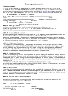 contrat de prestation de service &agrave; remplir et &agrave;