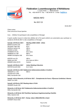 F&eacute;d&eacute;ration Luxembourgeoise d`Athl&eacute;tisme MEDIA INFO
