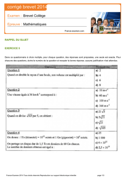 corrig&eacute; brevet 2014