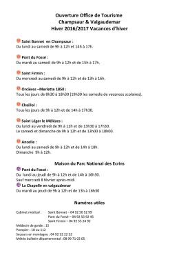 horaires vac fevrier 2017