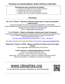 Messes de la semaine et annonces - Paroisses catholiques du Haut