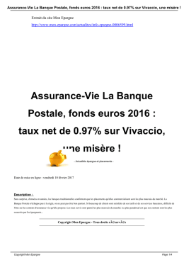 Assurance-Vie La Banque Postale, fonds euros