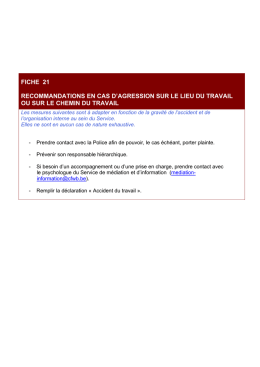 fiche 21 recommandations en cas d`agression sur le lieu du travail