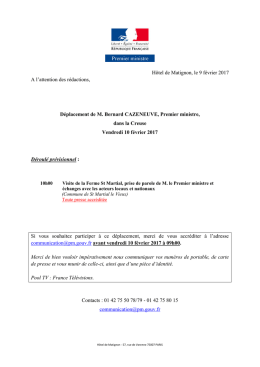 Hôtel de Matignon, le 9 février 2017 A l`attention