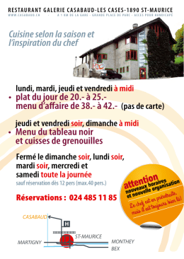 Nouveaux Horaires - Casabaud Restaurant Galerie