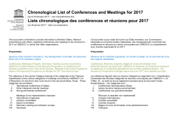 Chronological List of Conferences and Meetings for 2017