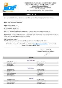 convocation - Ligue d`Ile de France de tennis de table