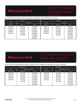 Oven/Cooktop Combinations Combinaisons four/ table