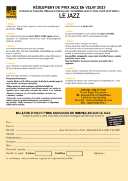 télécharger le règlement du concours de nouvelles Jazz en Velay