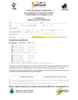 fiche d`inscription - Biathlon Laurentides