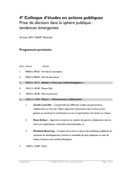 4e Colloque d`études en actions publiques Prise de décision dans