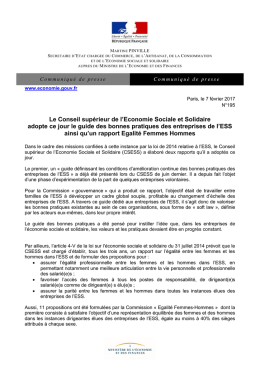 Le Conseil supérieur de l`Economie Sociale et Solidaire adopte ce