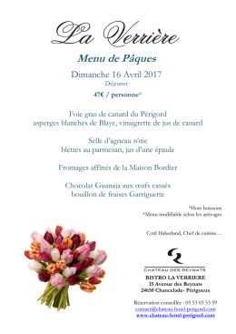 Menus Sp&eacute;ciaux