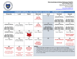 HORAIRE SP&Eacute;CIAL DES PATINEURS AVANC&Eacute;S