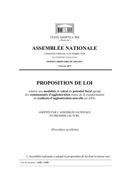 ASSEMBLÉE NATIONALE PROPOSITION DE LOI