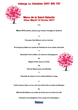 Menu de la Saint-Valentin Retour