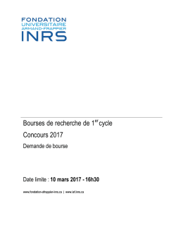 Bourses de recherche de 1 cycle Concours 2017