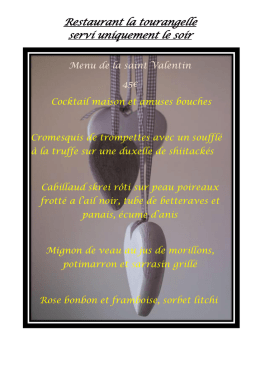 Menu de la Saint Valentin &agrave; 45