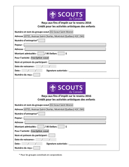 Reçu aux fins d`impôt sur le revenu 2016 Crédit pour les activités