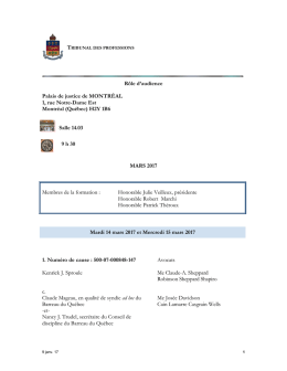 Mars 2017 - Les tribunaux du Québec