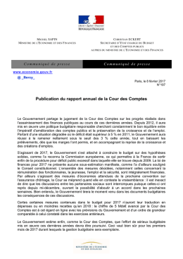 Publication du rapport annuel de la Cour des Comptes