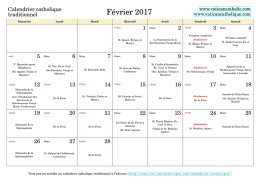 Calendrier du mois de février 2017
