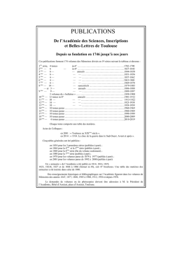 PUBLICATIONS - Académie des Sciences, Inscriptions et Belles