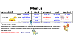 les menus du 13 au 17 février