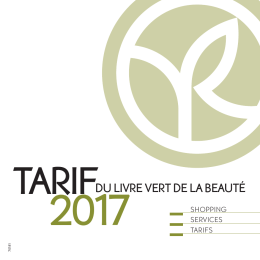 Tarif du Livre Vert de la beauté 2017