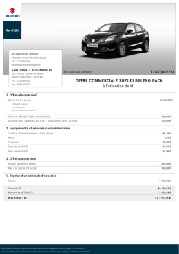 offre commerciale suzuki baleno pack - Configurateur
